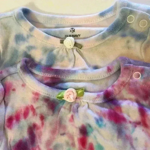 Set of 2 New tie dye onesies with rose sewn on. - Picture 5 of 8